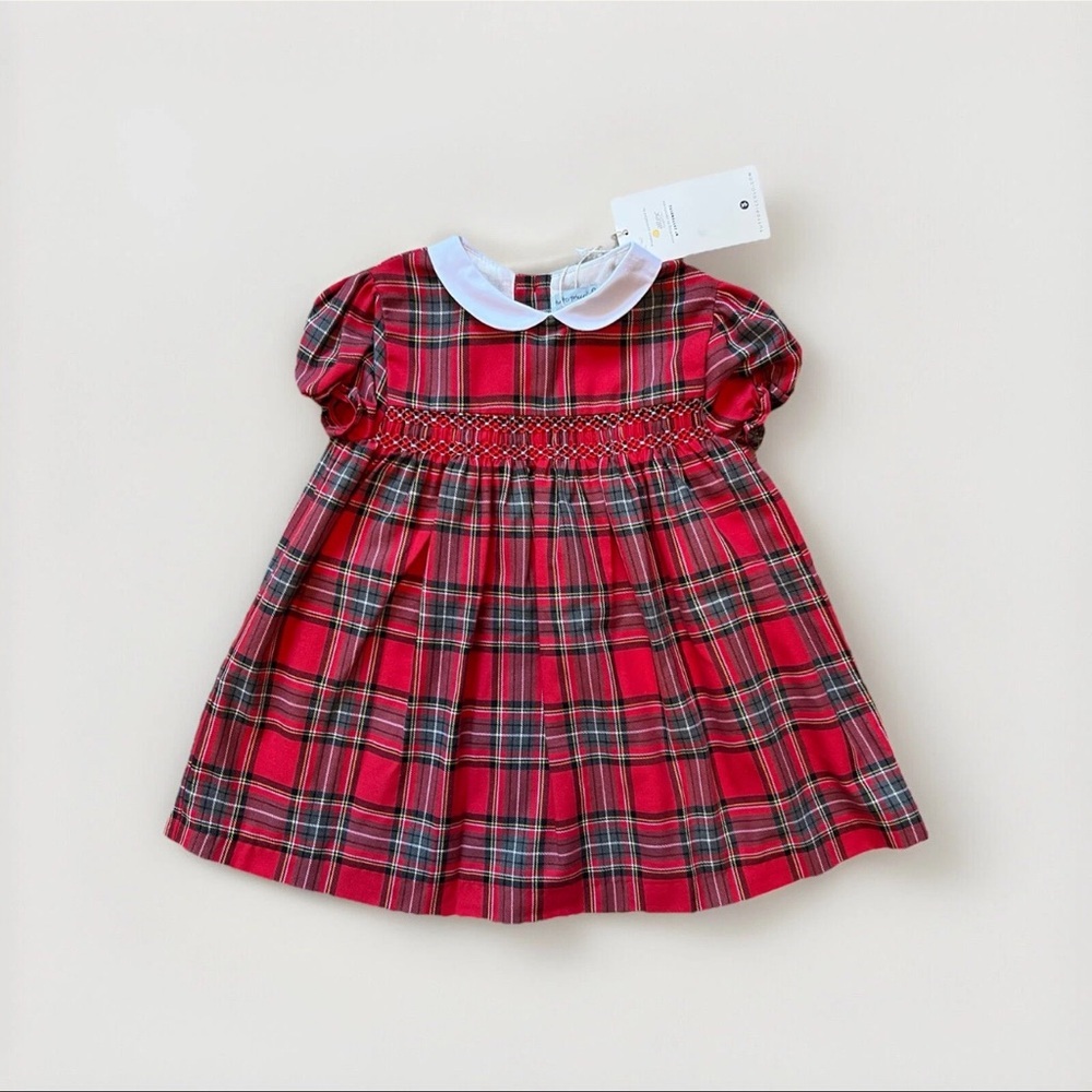 Tutto Piccolo Smocked Plaid Dress Red 24 Months 2T Collared Classic Cottagecore